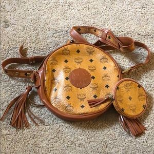 Brown circle mcm bag